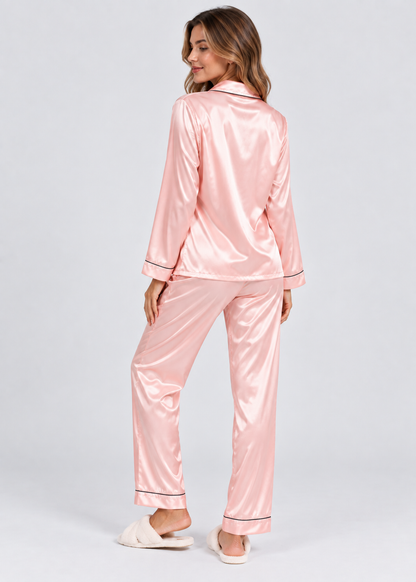 Satin Pajama Set | Women's Long Sleeve & Pants | Elegant Sleepwear | Steven & Levon