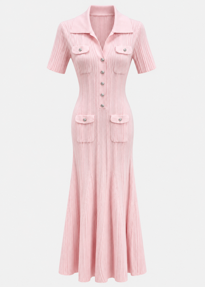 Women's Knit Maxi Dress | Button Front | Short Sleeve | Steven & Levon