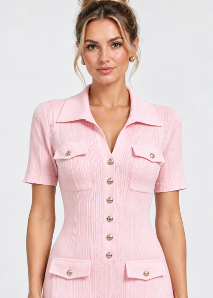 Women's Knit Maxi Dress | Button Front | Short Sleeve | Steven & Levon
