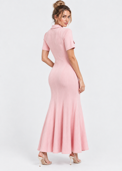 Women's Knit Maxi Dress | Button Front | Short Sleeve | Steven & Levon