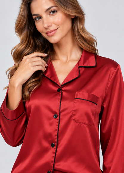Stylish Pajama Set | Women's Sleepwear | Polyester Fabric | Long Sleeve Loungewear | Steven & Levon