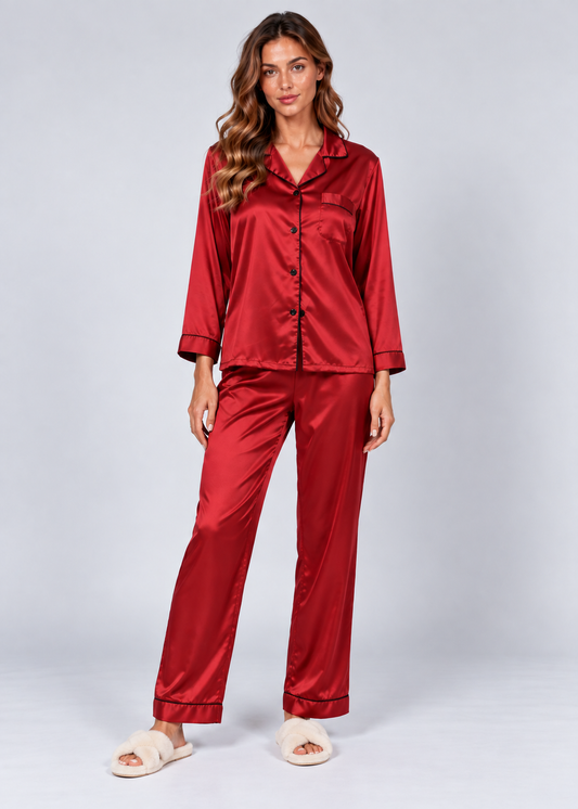 Stylish Pajama Set | Women's Sleepwear | Polyester Fabric | Long Sleeve Loungewear | Steven & Levon