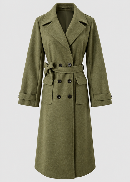 Wool Coat | Double-Breasted & Mid-Calf Length | Slim Fit | Steven & Levon