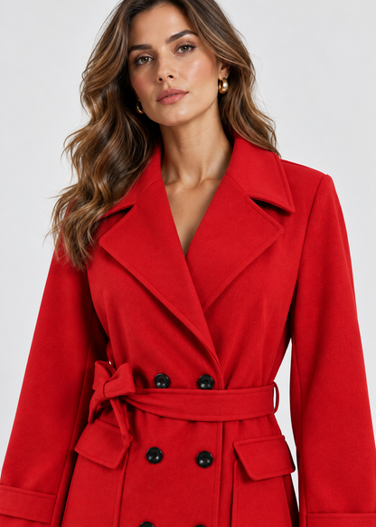 Wool Coat | Double-Breasted & Mid-Calf Length | Slim Fit | Steven & Levon