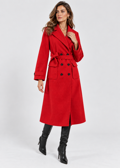 Wool Coat | Double-Breasted & Mid-Calf Length | Slim Fit | Steven & Levon