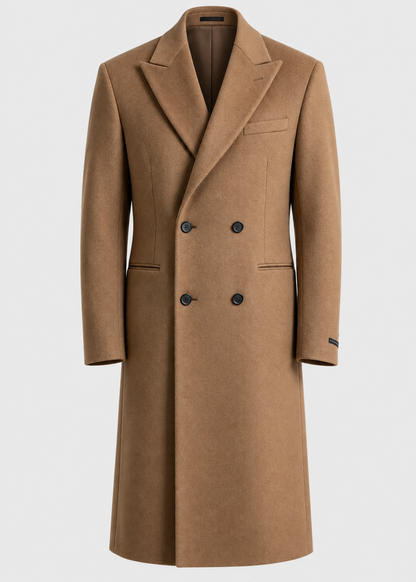 Men's Tailored Long Overcoat | Classic Fit | Button Front | Smart Formal | Steven & Levon