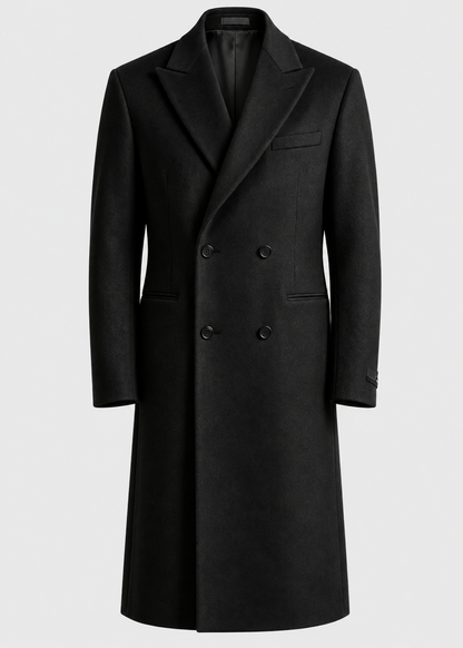 Men's Tailored Long Overcoat | Classic Fit | Button Front | Smart Formal | Steven & Levon