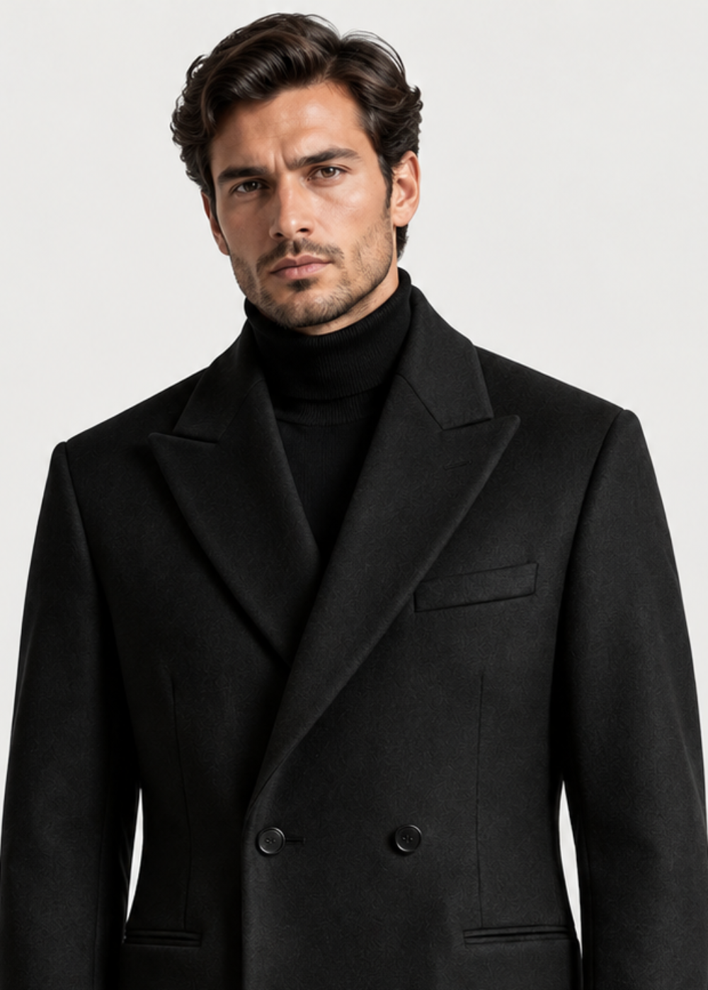Men's Tailored Long Overcoat | Classic Fit | Button Front | Smart Formal | Steven & Levon