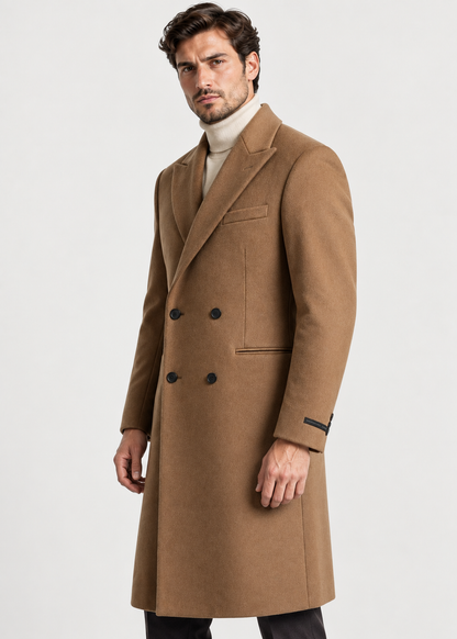 Men's Tailored Long Overcoat | Classic Fit | Button Front | Smart Formal | Steven & Levon