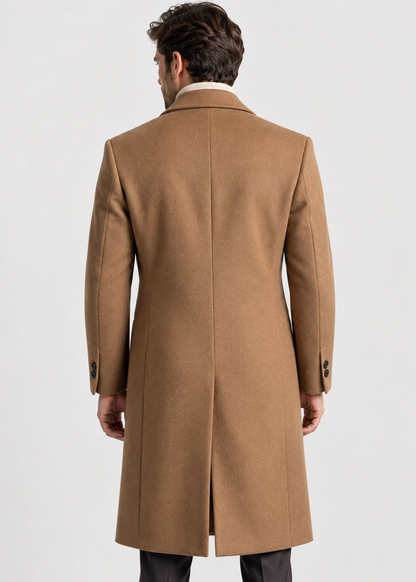 Men's Tailored Long Overcoat | Classic Fit | Button Front | Smart Formal | Steven & Levon
