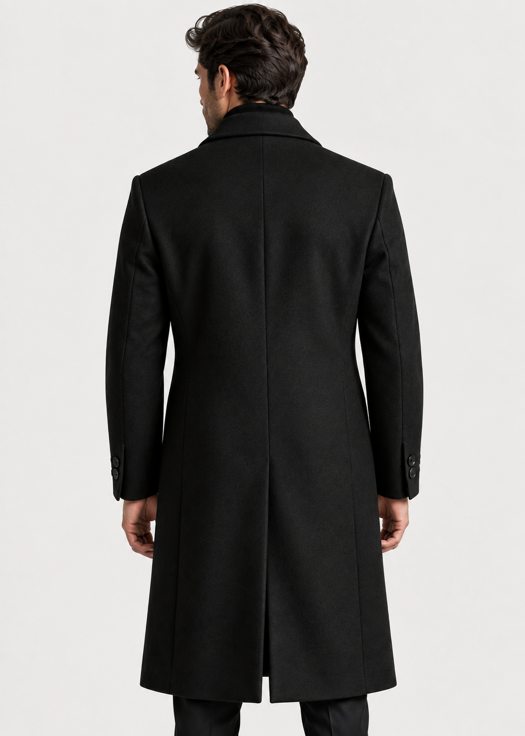 Men's Tailored Long Overcoat | Classic Fit | Button Front | Smart Formal | Steven & Levon