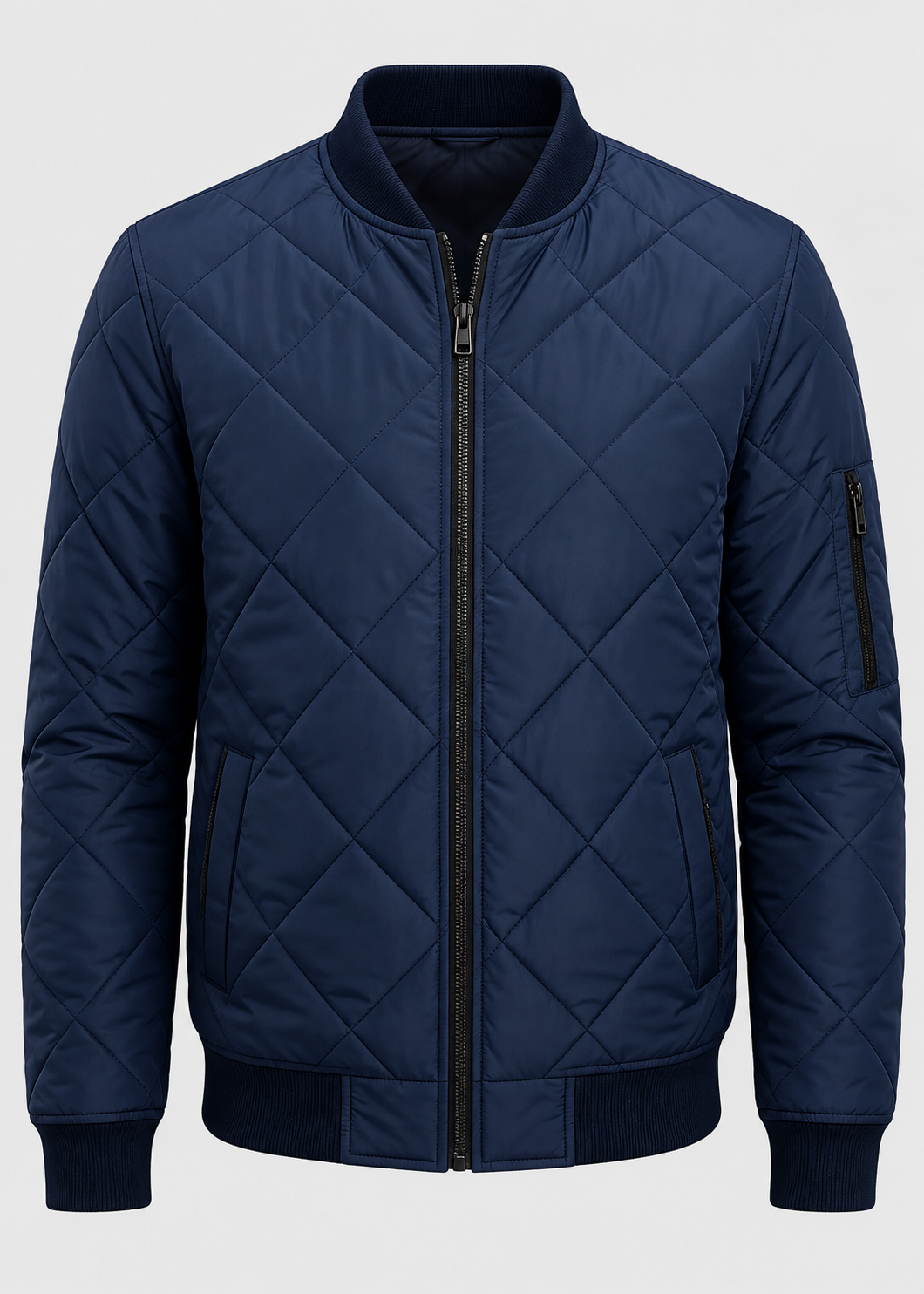 Men's Quilted Bomber Jacket | Men | Zip-Up | Baseball Collar Coat | Steven & Levon