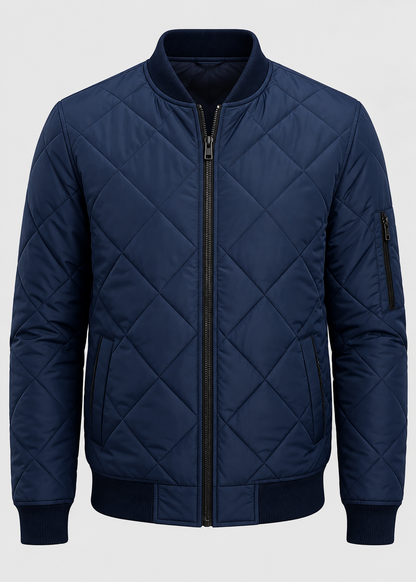 Men's Quilted Bomber Jacket | Men | Zip-Up | Baseball Collar Coat | Steven & Levon