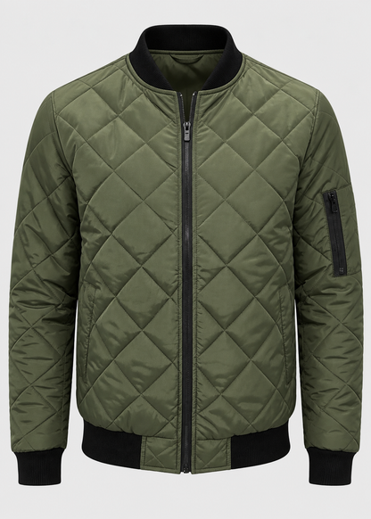 Men's Quilted Bomber Jacket | Men | Zip-Up | Baseball Collar Coat | Steven & Levon