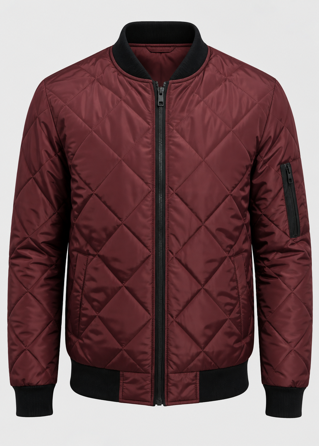 Men's Quilted Bomber Jacket | Men | Zip-Up | Baseball Collar Coat | Steven & Levon