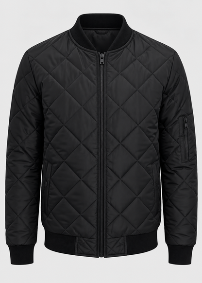 Men's Quilted Bomber Jacket | Men | Zip-Up | Baseball Collar Coat | Steven & Levon