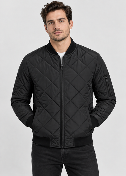 Men's Quilted Bomber Jacket | Men | Zip-Up | Baseball Collar Coat | Steven & Levon