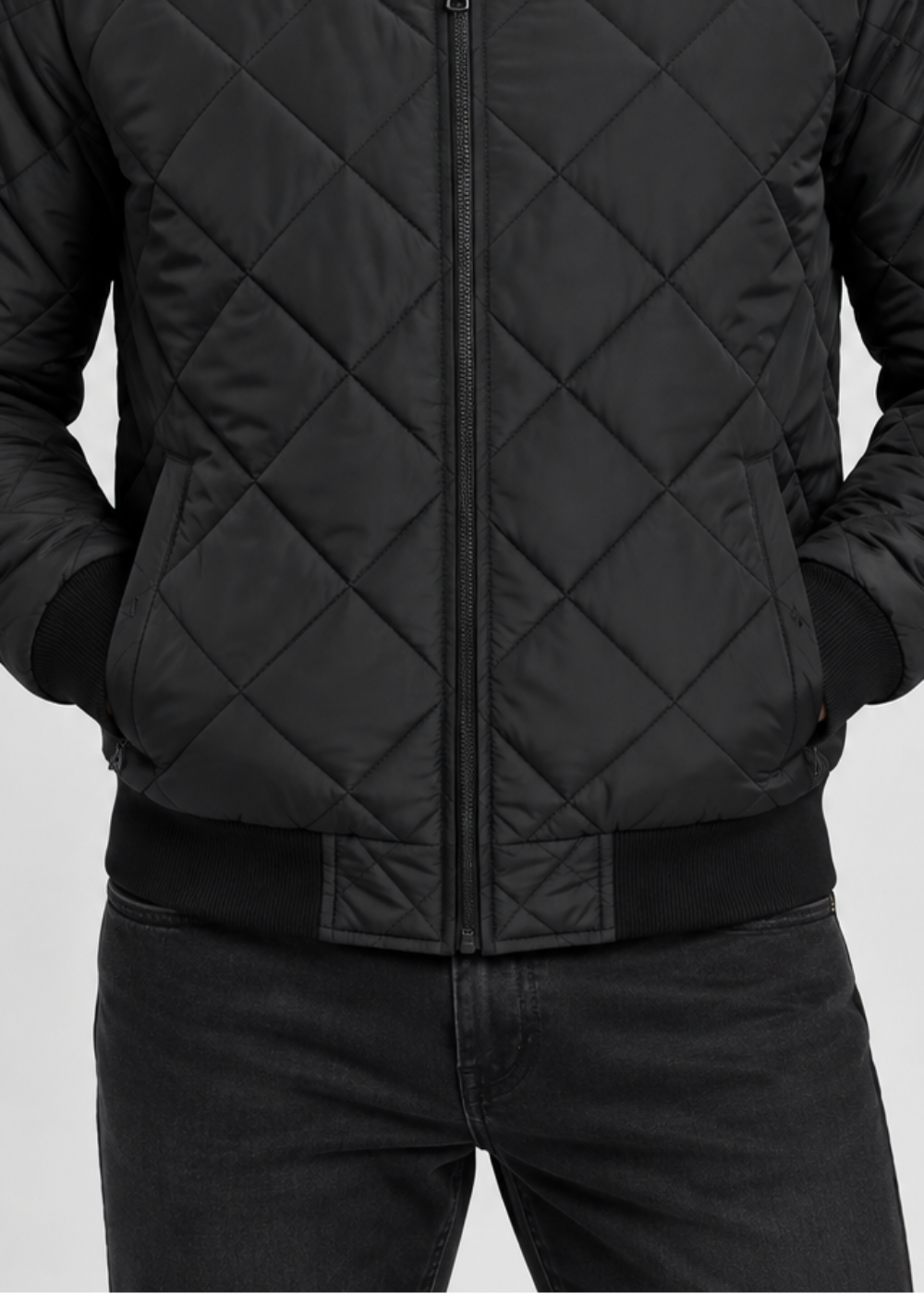 Men's Quilted Bomber Jacket | Men | Zip-Up | Baseball Collar Coat | Steven & Levon