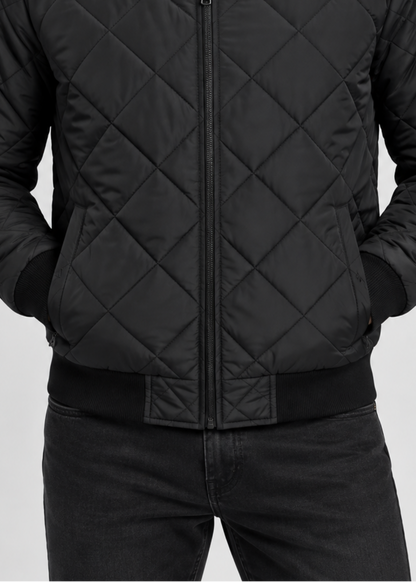 Men's Quilted Bomber Jacket | Men | Zip-Up | Baseball Collar Coat | Steven & Levon