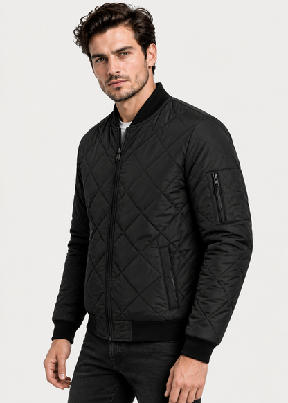 Men's Quilted Bomber Jacket | Men | Zip-Up | Baseball Collar Coat | Steven & Levon