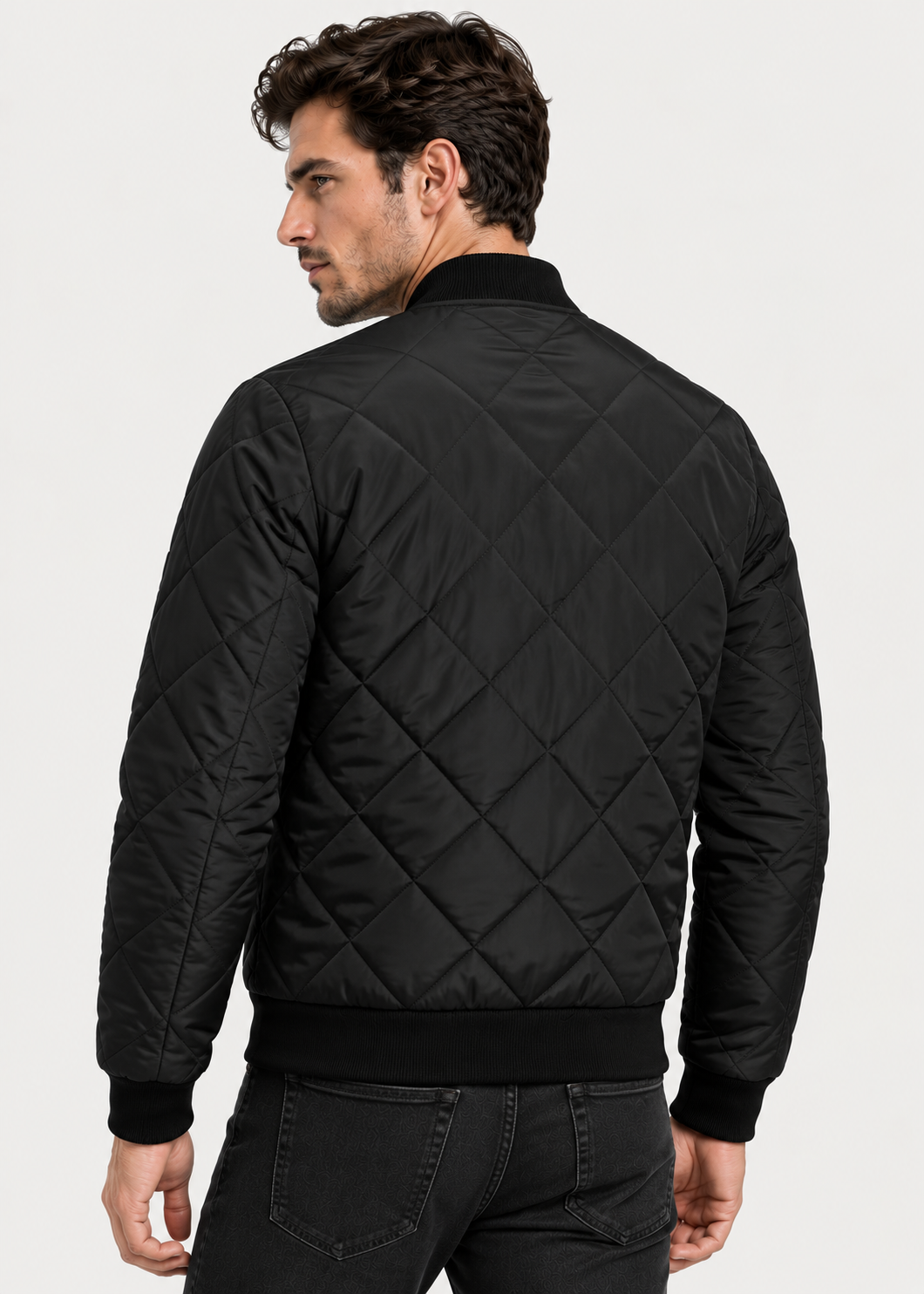 Men's Quilted Bomber Jacket | Men | Zip-Up | Baseball Collar Coat | Steven & Levon