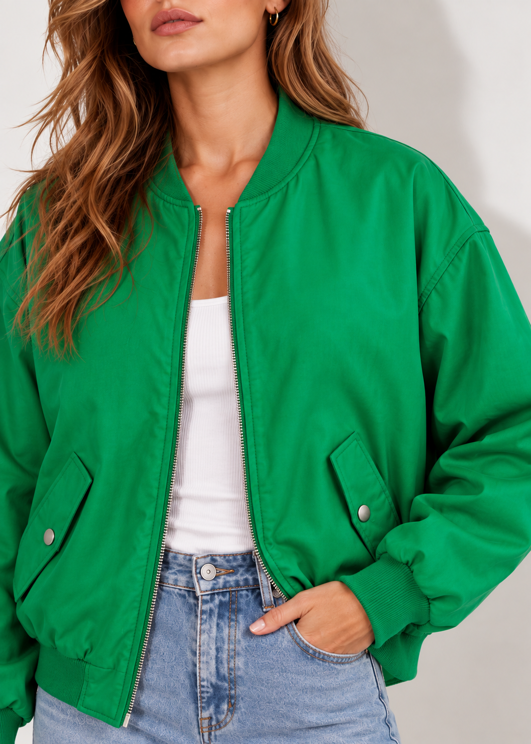Oversized Bomber Jacket | Women | Zip-Up Casual Outerwear | Relaxed Fit | Steven & Levon