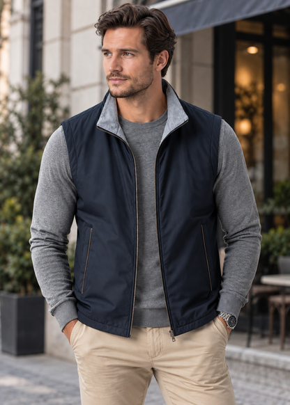 Men's Lightweight Zip-Up Bodywarmer | Quilted Gilet | Insulated Sleeveless Vest | Steven & Levon