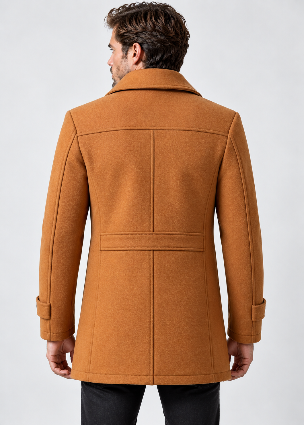 Men's Notched Collar Coat | Zip Insert | Mid-Length Smart Style | Steven & Levon