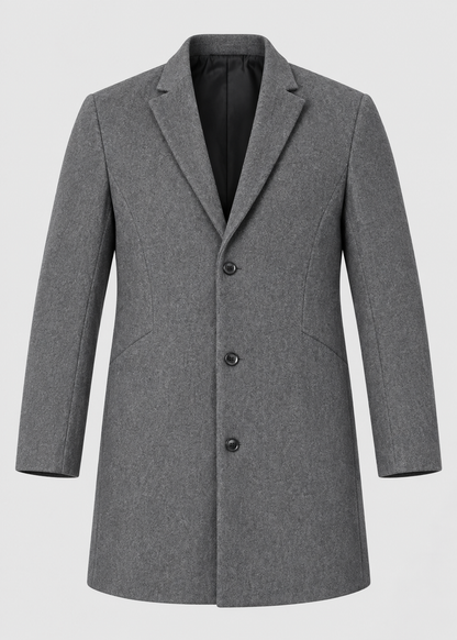 Men's Notch Lapel Overcoat | Two-Button Closure | Tailored Long Coat | Steven & Levon