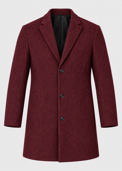 Men's Notch Lapel Overcoat | Two-Button Closure | Tailored Long Coat | Steven & Levon