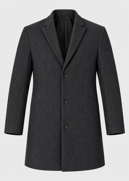 Men's Notch Lapel Overcoat | Two-Button Closure | Tailored Long Coat | Steven & Levon