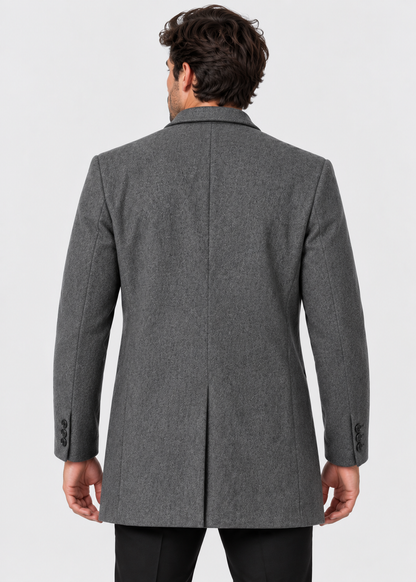 Men's Notch Lapel Overcoat | Two-Button Closure | Tailored Long Coat | Steven & Levon