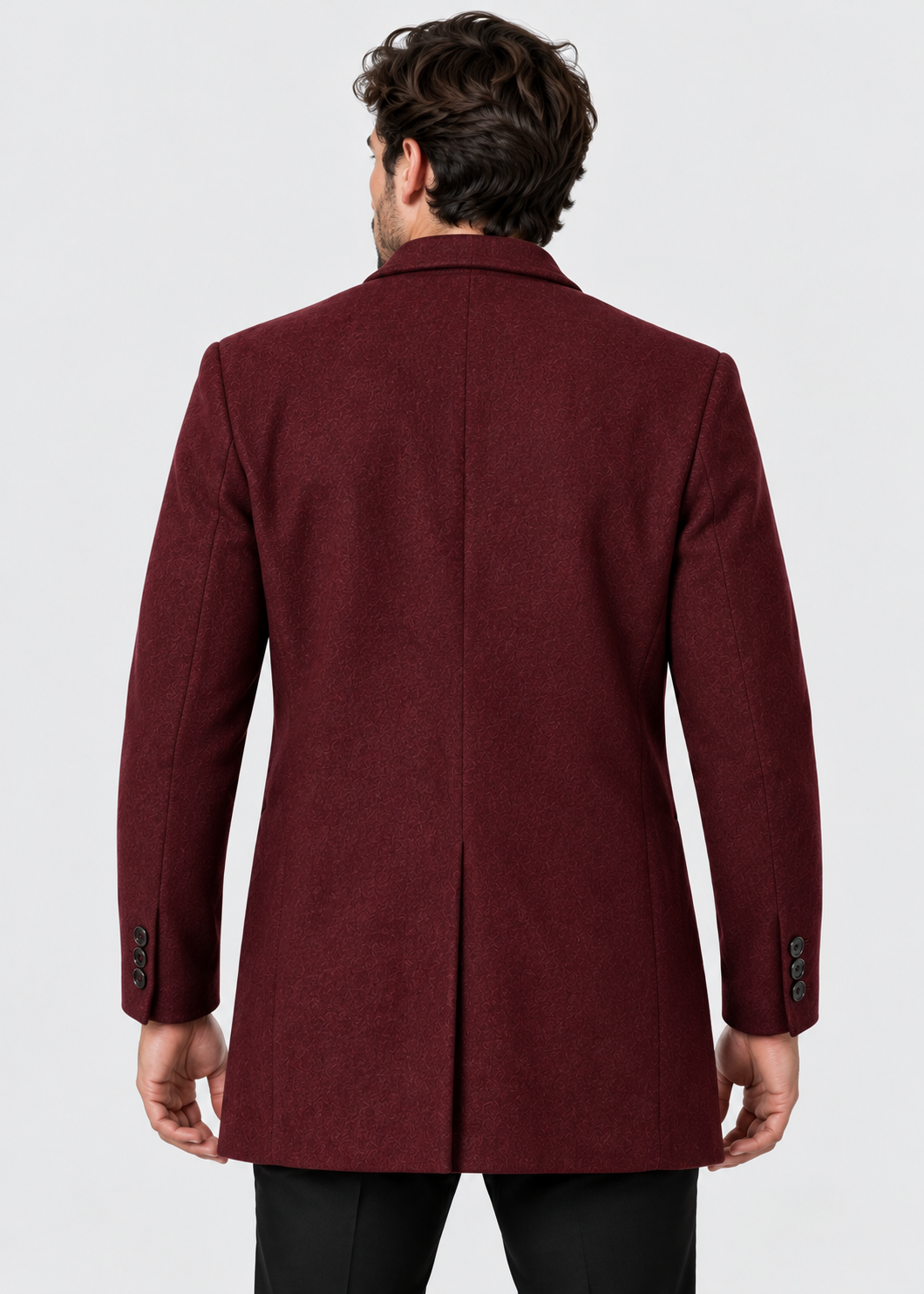 Men's Notch Lapel Overcoat | Two-Button Closure | Tailored Long Coat | Steven & Levon
