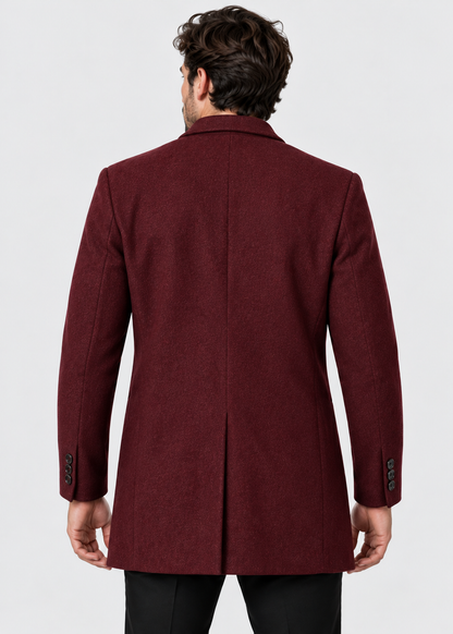Men's Notch Lapel Overcoat | Two-Button Closure | Tailored Long Coat | Steven & Levon