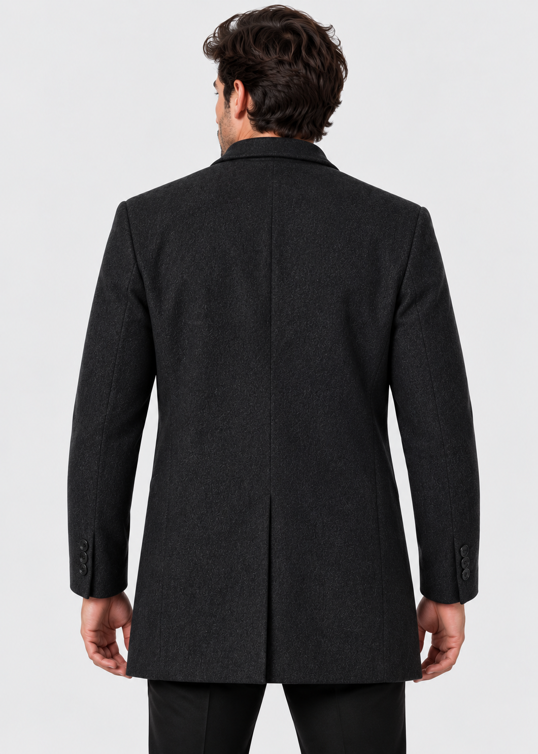 Men's Notch Lapel Overcoat | Two-Button Closure | Tailored Long Coat | Steven & Levon
