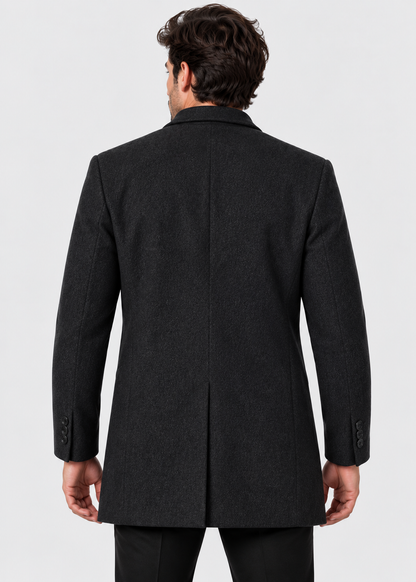 Men's Notch Lapel Overcoat | Two-Button Closure | Tailored Long Coat | Steven & Levon