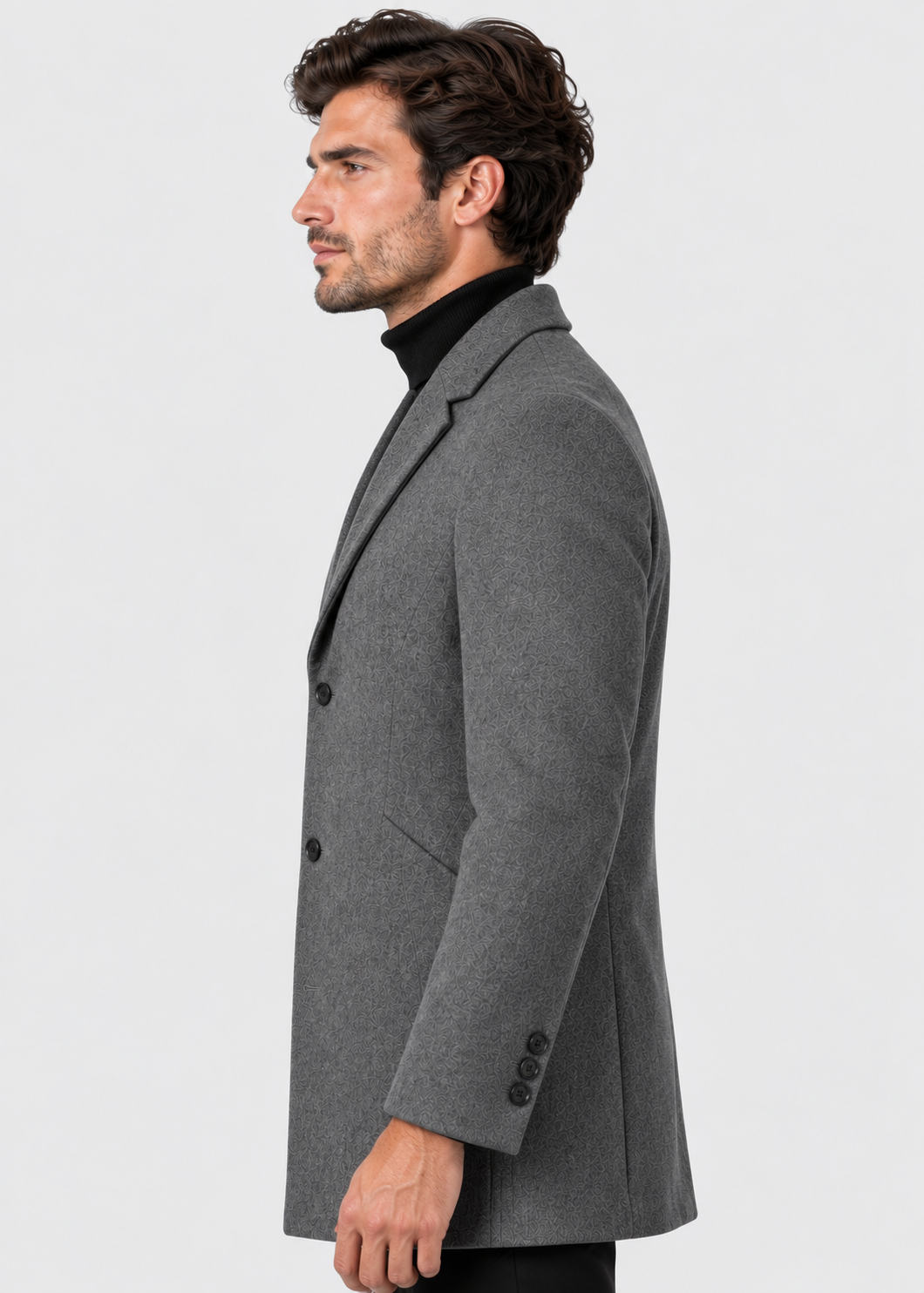 Men's Notch Lapel Overcoat | Two-Button Closure | Tailored Long Coat | Steven & Levon