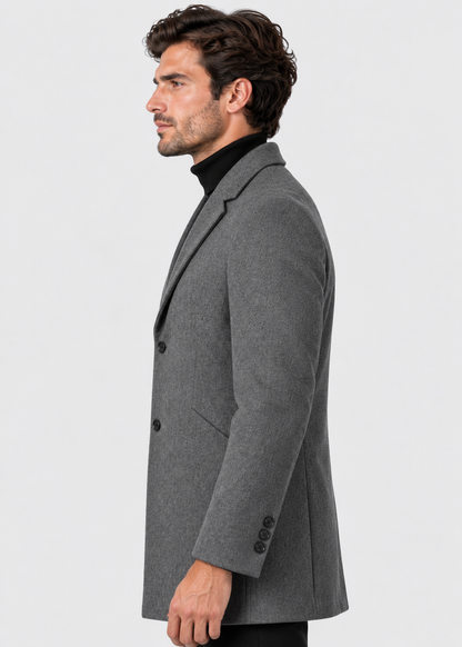 Men's Notch Lapel Overcoat | Two-Button Closure | Tailored Long Coat | Steven & Levon