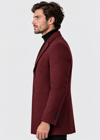 Men's Notch Lapel Overcoat | Two-Button Closure | Tailored Long Coat | Steven & Levon