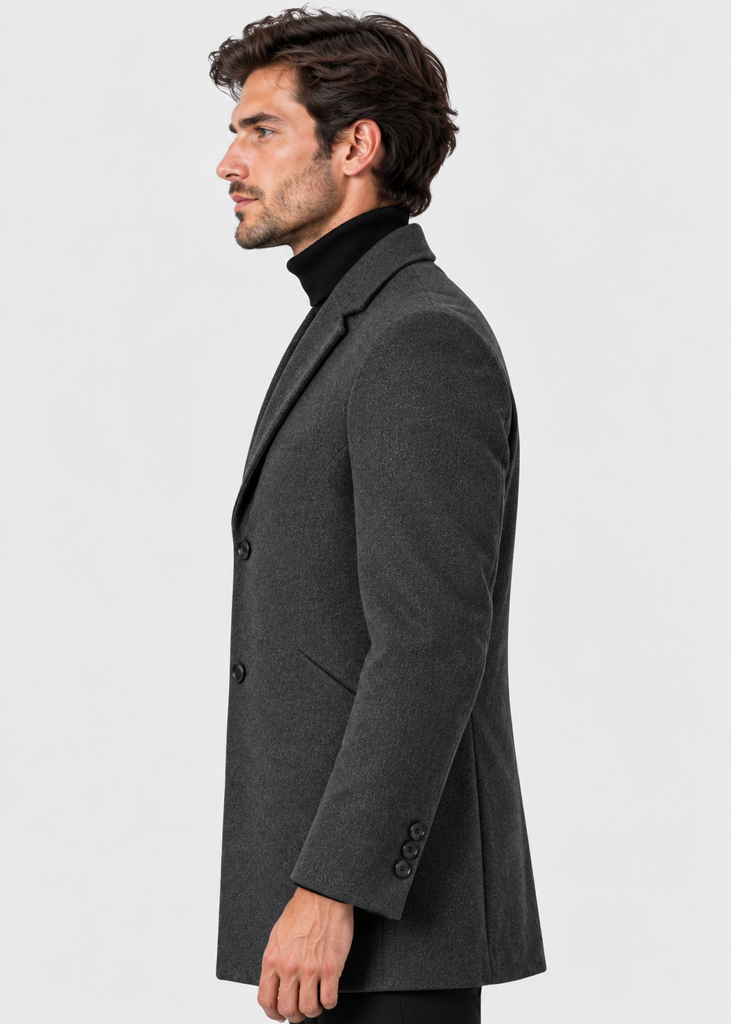 Men's Notch Lapel Overcoat | Two-Button Closure | Tailored Long Coat | Steven & Levon