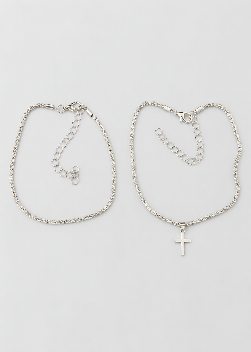 Women's Two Pieces Anklet | Silver Tone | Layered Design | Adjustable Ankle Bracelet | Steven & Levon