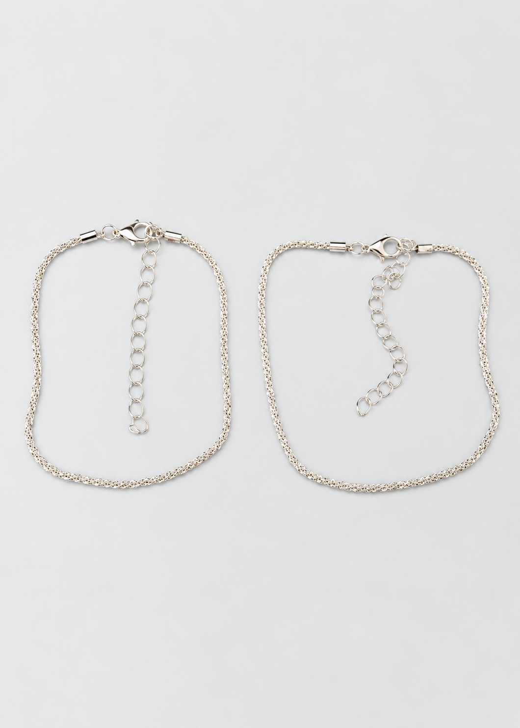 Women's Two Pieces Anklet | Silver Tone | Layered Design | Adjustable Ankle Bracelet | Steven & Levon