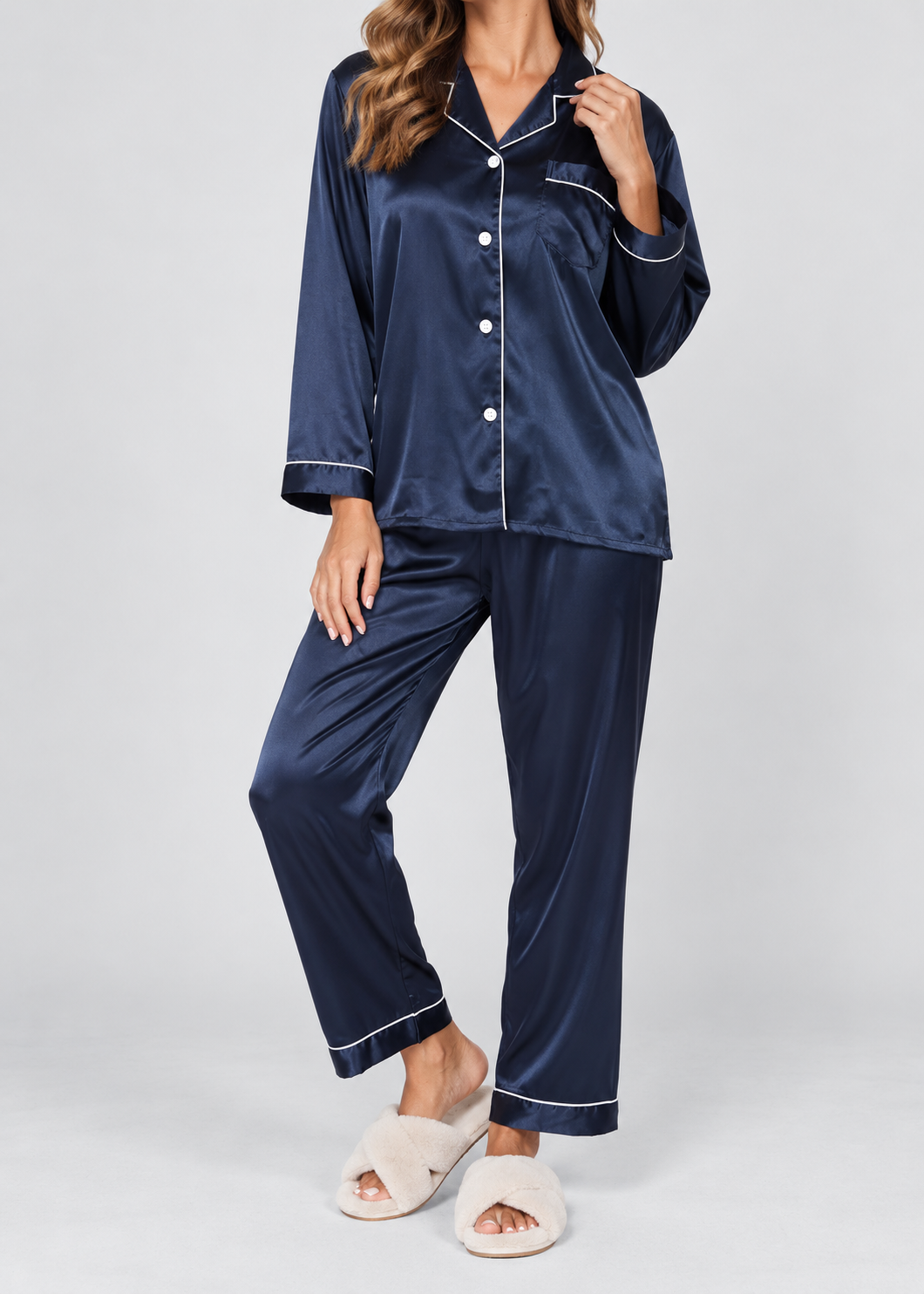 Stylish Pajama Set | Women's Sleepwear | Polyester Fabric | Long Sleeve Loungewear | Steven & Levon