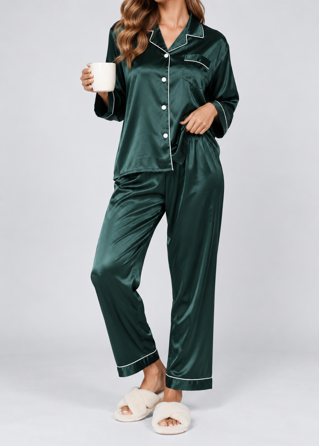 Stylish Pajama Set | Women's Sleepwear | Polyester Fabric | Long Sleeve Loungewear | Steven & Levon