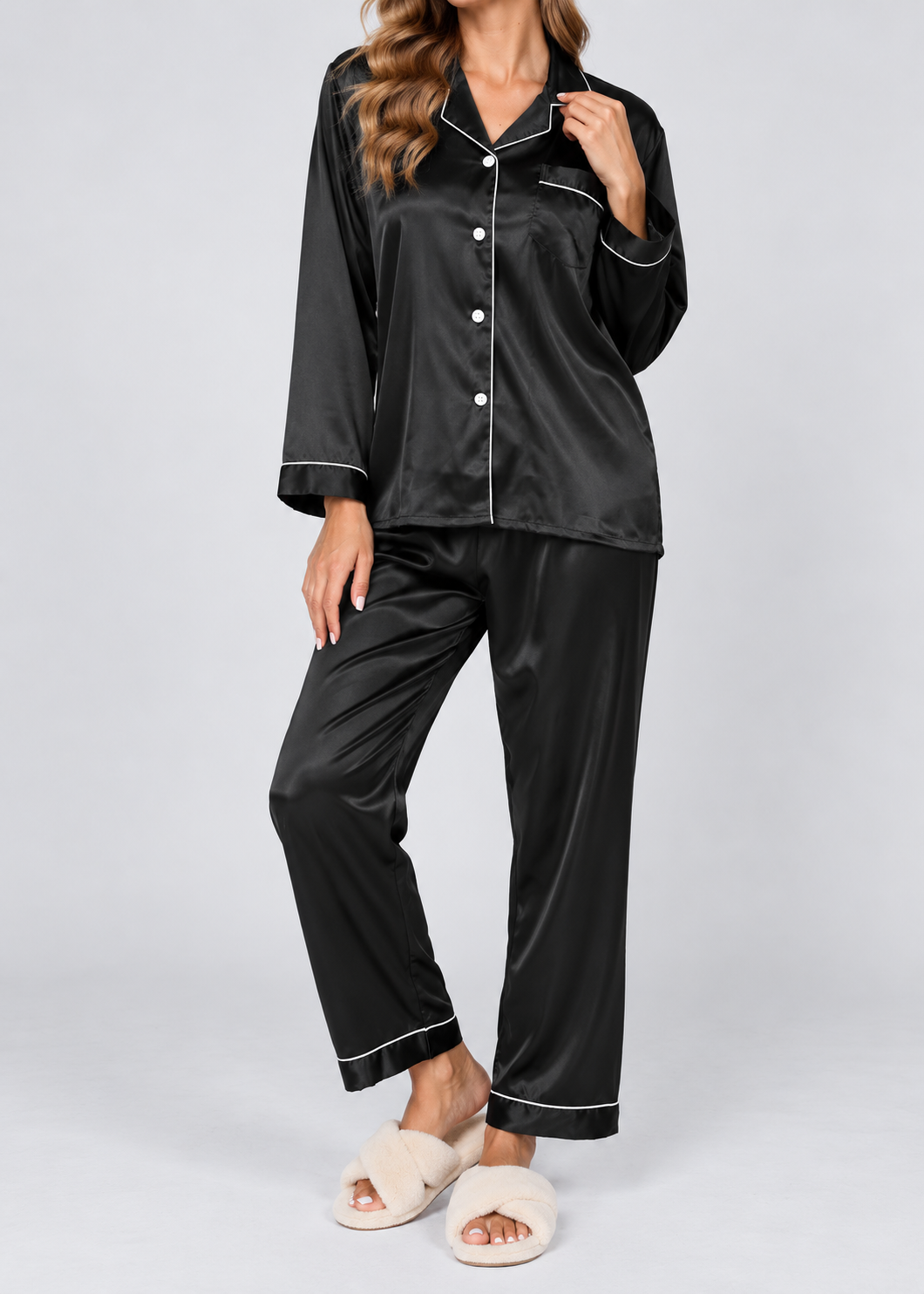 Stylish Pajama Set | Women's Sleepwear | Polyester Fabric | Long Sleeve Loungewear | Steven & Levon