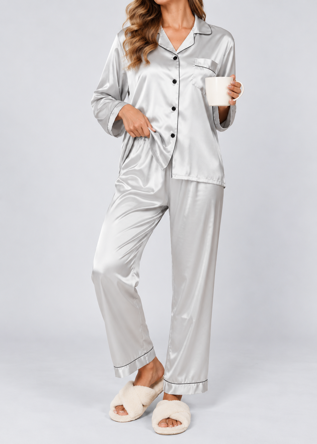 Stylish Pajama Set | Women's Sleepwear | Polyester Fabric | Long Sleeve Loungewear | Steven & Levon