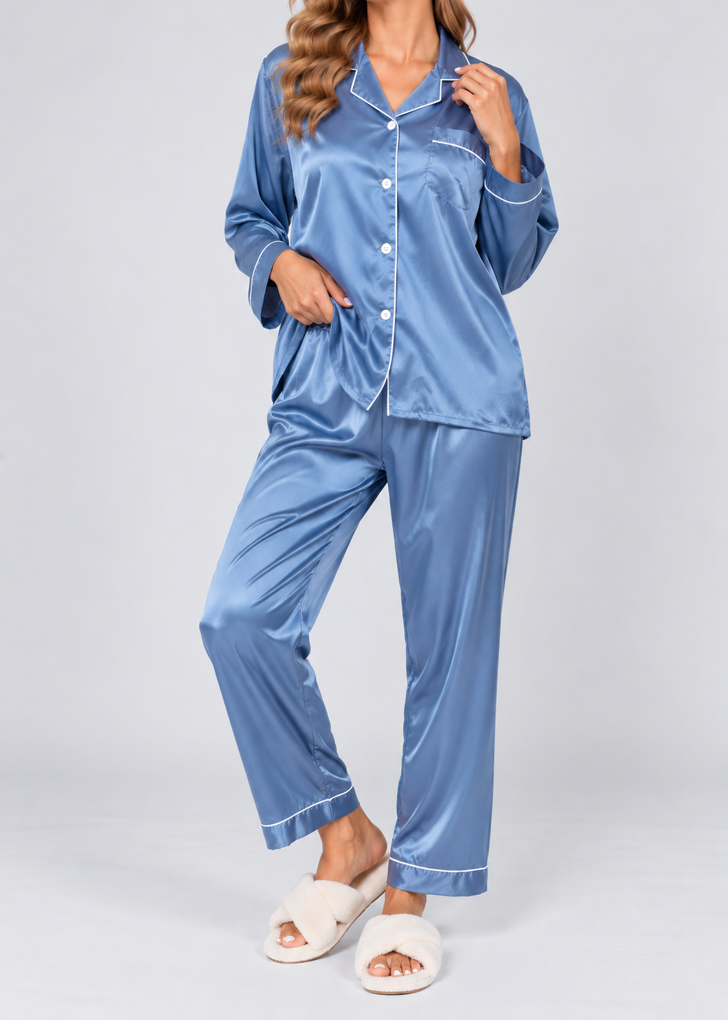 Stylish Pajama Set | Women's Sleepwear | Polyester Fabric | Long Sleeve Loungewear | Steven & Levon