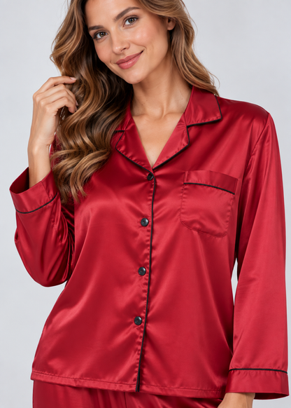 Stylish Pajama Set | Women's Sleepwear | Polyester Fabric | Long Sleeve Loungewear | Steven & Levon