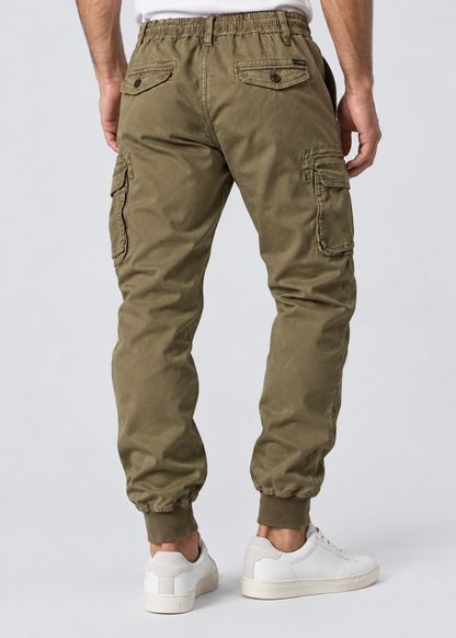 Men’s Drawstring Cargo Joggers | Cuffed Utility Trousers | Relaxed Fit | Casual Streetwear | Steven & Levon