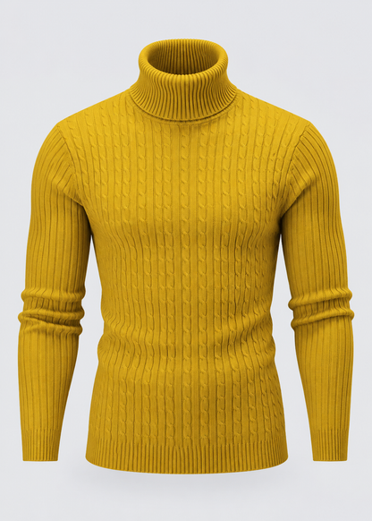 Men’s Turtleneck Sweater | Polyester Fabric | Slim Fit Roll Neck | Steven & Levon
